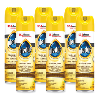 Pledge® Furniture Polish, Lemon, 14.2 oz, Aerosol, 6/Carton (SJN301168)