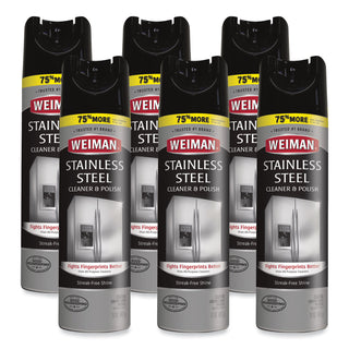 WEIMAN® Stainless Steel Cleaner and Polish, 17 oz Aerosol, 6/Carton (WMN49CT)