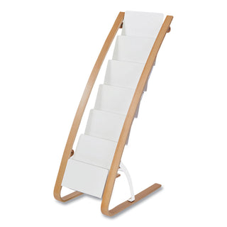 Alba™ Literature Floor Display Rack, 19.68 x 13.38 x 36.61, White/Woodgrain (ABADDEXPO6WBC)