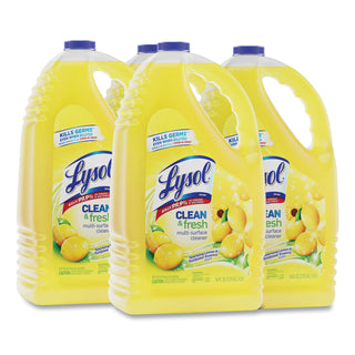 LYSOL® Brand Clean and Fresh Multi-Surface Cleaner, Sparkling Lemon and Sunflower Essence, 144 oz Bottle, 4/Carton (RAC77617)
