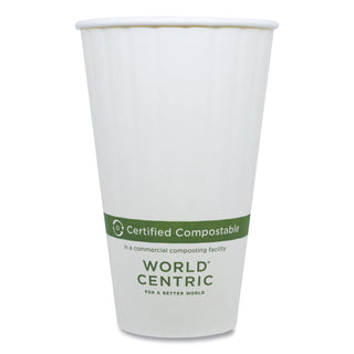World Centric® Double Wall Paper Hot Cups, 16 oz, White, 600/Carton (WORCUPA16D)