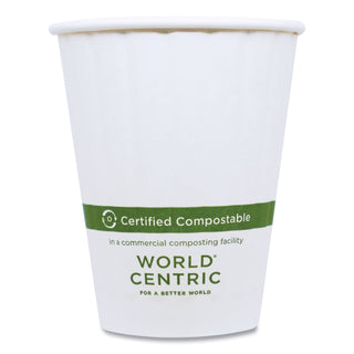 World Centric® Double Wall Paper Hot Cups, 12 oz, White, 1,000/Carton (WORCUPA12D)