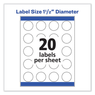 Avery® Vibrant Inkjet Color-Print Labels w/ Sure Feed, 1 1/2" dia, White, 400/PK (AVE8293)
