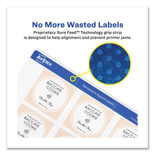 Avery® Square Labels w/ Sure Feed & TrueBlock, 2 x 2, White, 300/Pack (AVE22806)