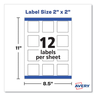 Avery® Square Labels w/ Sure Feed & TrueBlock, 2 x 2, White, 300/Pack (AVE22806)