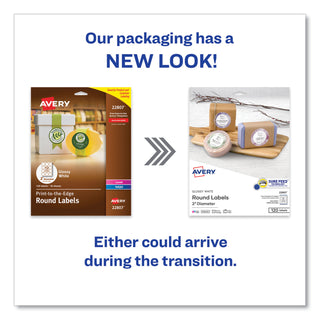 Avery® Round Print-to-the-Edge Labels, 2 1/2" Dia., Pearl Ivory, 72/Pack (AVE22836)