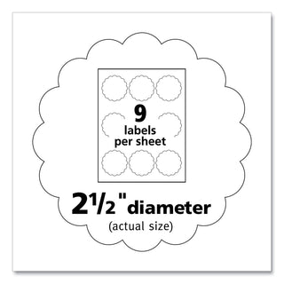 Avery® Round Print-to-the-Edge Labels, 2 1/2" Dia., Pearl Ivory, 72/Pack (AVE22836)