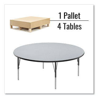 Correll® Height Adjustable Activity Table, Round, 60" x 19" to 29", Gray Granite Top, Black Legs, 4/Pallet (CRL60TFRD1595K4)