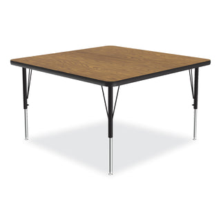 Correll® Adjustable Activity Tables, Square, 48" x 48" x 19" to 29", Medium Oak Top, Black Legs, 4/Pallet (CRL4848TF0695K4)
