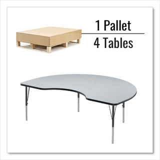 Correll® Adjustable Activity Tables, Kidney Shaped, 72" x 48" x 19" to 29", Gray Top, Black Legs, 4/Pallet (CRL4872TF1595K4)