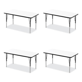 Correll® Markerboard Activity Tables, Rectangular, 60" x 24" x 19" to 29", White Top, Black Legs, 4/Pallet (CRL2460DE80954P)