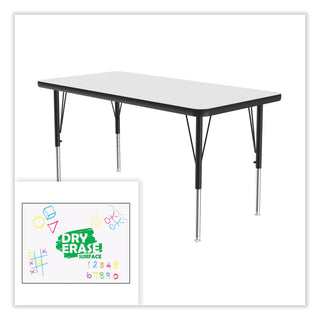 Correll® Markerboard Activity Tables, Rectangular, 60" x 24" x 19" to 29", White Top, Black Legs, 4/Pallet (CRL2460DE80954P)