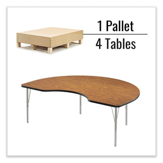 Correll® Adjustable Activity Table, Kidney Shape, 72" x 48" x 19" to 29", Med Oak Top, Gray Legs, 4/Pallet (CRL4872TF06954P)