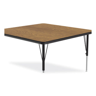 Correll® Adjustable Activity Tables, Square, 48" x 48" x 19" to 29", Medium Oak Top, Black Legs, 4/Pallet (CRL4848TF0695K4)