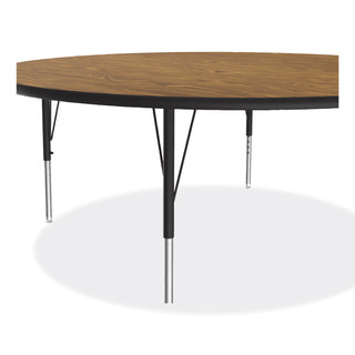 Correll® Height Adjustable Activity Tables, Round, 60" x 19" to 29", Medium Oak Top, Black Legs, 4/Pallet (CRL60TFRD0695K4)
