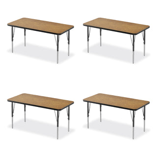 Correll® Adjustable Activity Table, Rectangular, 48" x 24" x 19" to 29", Med Oak Top, Black Legs, 4/Pallet (CRL2448TF0695K4)