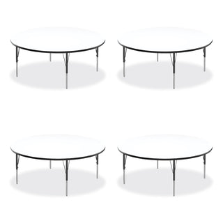 Correll® Markerboard Activity Tables, Round, 60" x 19" to 29", White Top, Black/Silver Legs, 4/Pallet (CRL60DERD80954P)