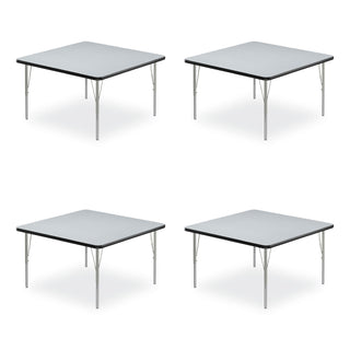 Correll® Adjustable Activity Tables, Square, 48" x 48" x 19" to 29", Gray Top, Silver Legs, 4/Pallet (CRL4848TF15954P)
