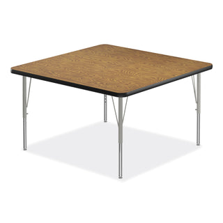 Correll® Adjustable Activity Tables, Square, 48" x 48" x 19" to 29", Medium Oak Top, Silver Legs, 4/Pallet (CRL4848TF06954P)