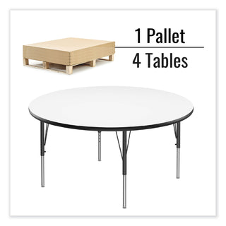Correll® Dry Erase Markerboard Activity Tables, Round, 42" x 19" to 29", White Top, Black Legs, 4/Pallet (CRL42DERD80954P)
