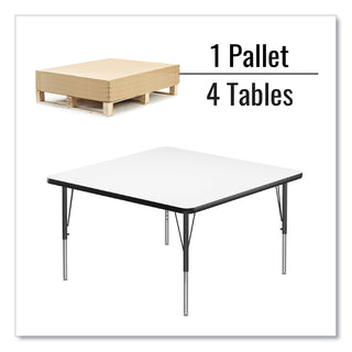 Correll® Markerboard Activity Tables, Square, 48" x 48" x 19" to 29", White Top, Black Legs, 4/Pallet (CRL4848DE80954P)