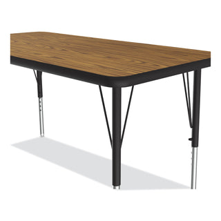 Correll® Adjustable Activity Table, Rectangular, 48" x 24" x 19" to 29", Med Oak Top, Black Legs, 4/Pallet (CRL2448TF0695K4)