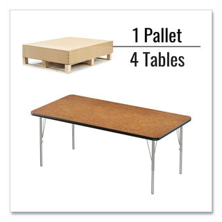 Correll® Adjustable Activity Table, Rectangular, 60" x 30" x 19" to 29", Med Oak Top, Black Legs, 4/Pallet (CRL3060TF06954P)