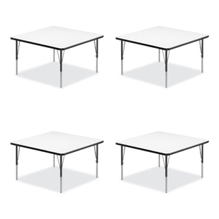 Correll® Markerboard Activity Tables, Square, 48" x 48" x 19" to 29", White Top, Black Legs, 4/Pallet (CRL4848DE80954P)