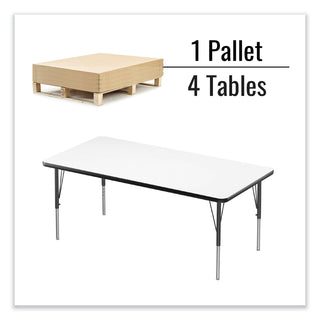 Correll® Markerboard Activity Tables, Rectangular, 60" x 30" x 19" to 29", White Top, Black Legs, 4/Pallet (CRL3060DE80954P)