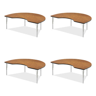 Correll® Adjustable Activity Table, Kidney Shape, 72" x 48" x 19" to 29", Med Oak Top, Gray Legs, 4/Pallet (CRL4872TF06954P)