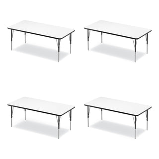 Correll® Markerboard Activity Tables, Rectangular, 60" x 30" x 19" to 29", White Top, Black Legs, 4/Pallet (CRL3060DE80954P)