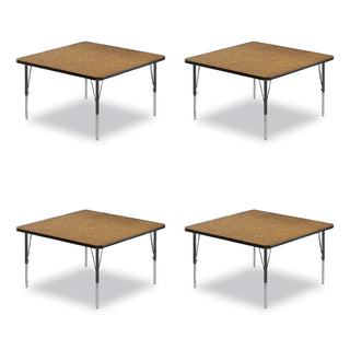 Correll® Adjustable Activity Tables, Square, 48" x 48" x 19" to 29", Medium Oak Top, Black Legs, 4/Pallet (CRL4848TF0695K4)