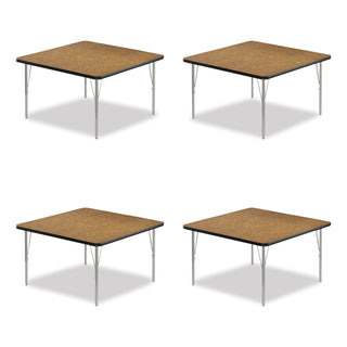 Correll® Adjustable Activity Tables, Square, 48" x 48" x 19" to 29", Medium Oak Top, Silver Legs, 4/Pallet (CRL4848TF06954P)