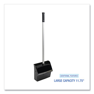 Boardwalk® Lobby Dust Pan, 11.75 x 37, 34" Handle, Plastic/Aluminum, Black (BWK02600)