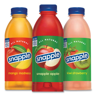 Snapple® All Natural Juice Drink, Fruit Punch, Kiwi Strawberry, Mango Madness, 20 oz Bottle, 24 Count (GRR22000813)