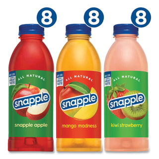 Snapple® All Natural Juice Drink, Fruit Punch, Kiwi Strawberry, Mango Madness, 20 oz Bottle, 24 Count (GRR22000813)