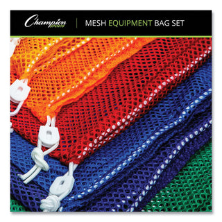 Champion Sports Heavy-Duty Mesh Bag, 12" x 18", Gold, Green, Orange, Purple, Royal Blue, Scarlet Red, 6/Set (CSIMB18SET)