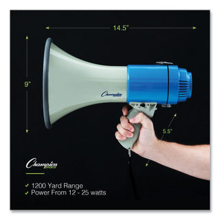 Champion Sports Megaphone, 12-25W, 1000 Yard Range, White/Blue (CSIMP12W)