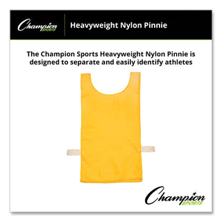 Champion Sports Heavyweight Pinnies, Nylon, One Size, Gold, 12/Box (CSINP1GD)