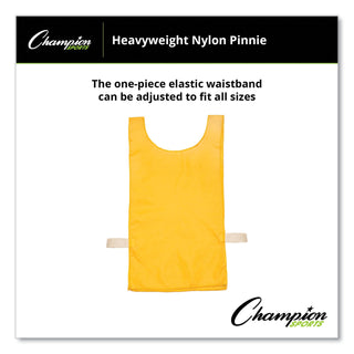 Champion Sports Heavyweight Pinnies, Nylon, One Size, Gold, 12/Box (CSINP1GD)