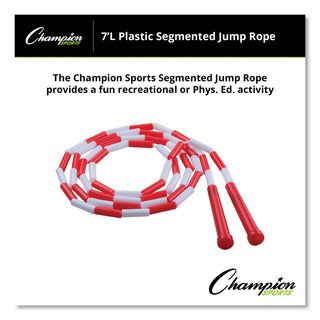 Champion Sports Segmented Plastic Jump Rope, 7ft, Red/White (CSIPR7)