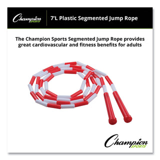 Champion Sports Segmented Plastic Jump Rope, 7ft, Red/White (CSIPR7)