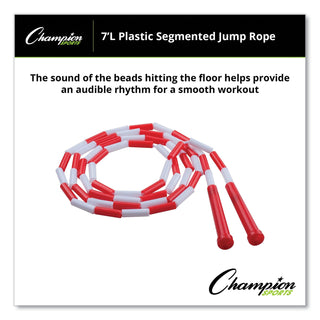 Champion Sports Segmented Plastic Jump Rope, 7ft, Red/White (CSIPR7)
