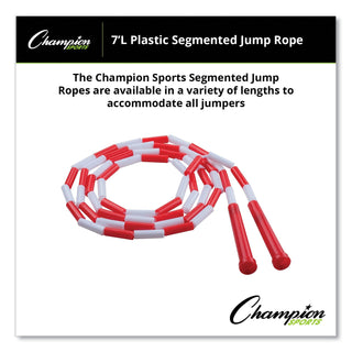 Champion Sports Segmented Plastic Jump Rope, 7ft, Red/White (CSIPR7)