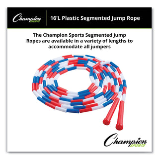 Champion Sports Segmented Plastic Jump Rope, 16ft, Red/Blue/White (CSIPR16)
