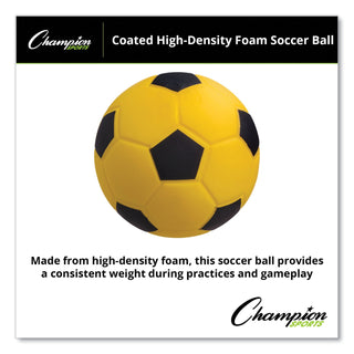 Champion Sports Coated Foam Sport Ball, For Soccer, Playground Size, Yellow (CSISFC)