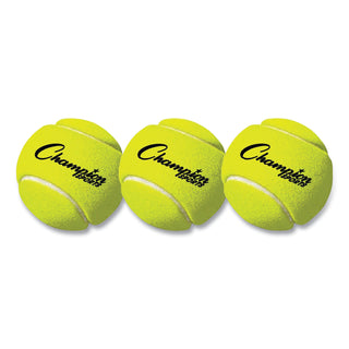 Champion Sports Tennis Balls, 2 1/2" Diameter, Rubber, Yellow, 3/Pack (CSITB3)