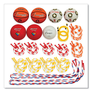 Champion Sports Physical Education Kit w/Seven Balls, 14 Jump Ropes, Assorted Colors (CSIUPGSET2)