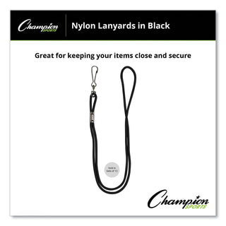 Champion Sports Lanyard, J-Hook Style, 20" Long, Assorted Colors, 12/Pack (CSI126ASST)