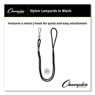 Champion Sports Lanyard, J-Hook Style, 20" Long, Assorted Colors, 12/Pack (CSI126ASST)